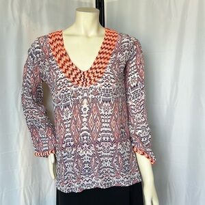 Taj by Sabrina Crippa Silk Beaded and Embroidered Tunic Top.